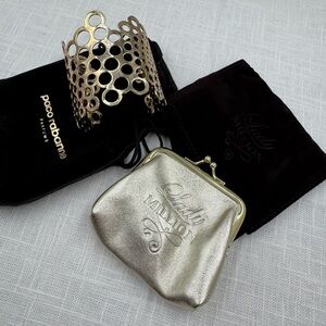 Paco Rabanne Silver Clutch with Gold Accents